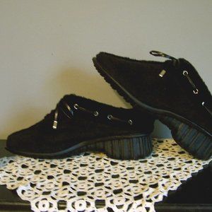 VANELI Black Suede Wedge Flats/Slipon 5.5 Mules